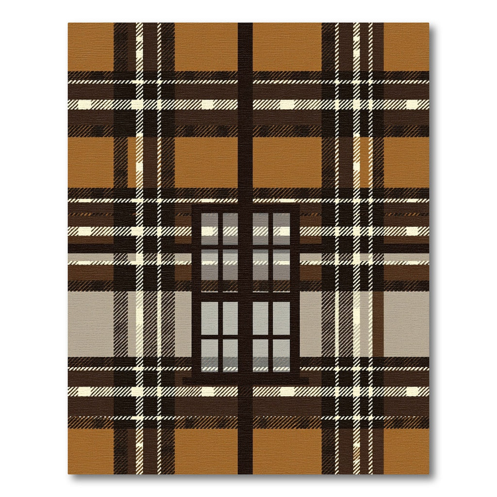 Warm Brown Plaid Window Pane Rug