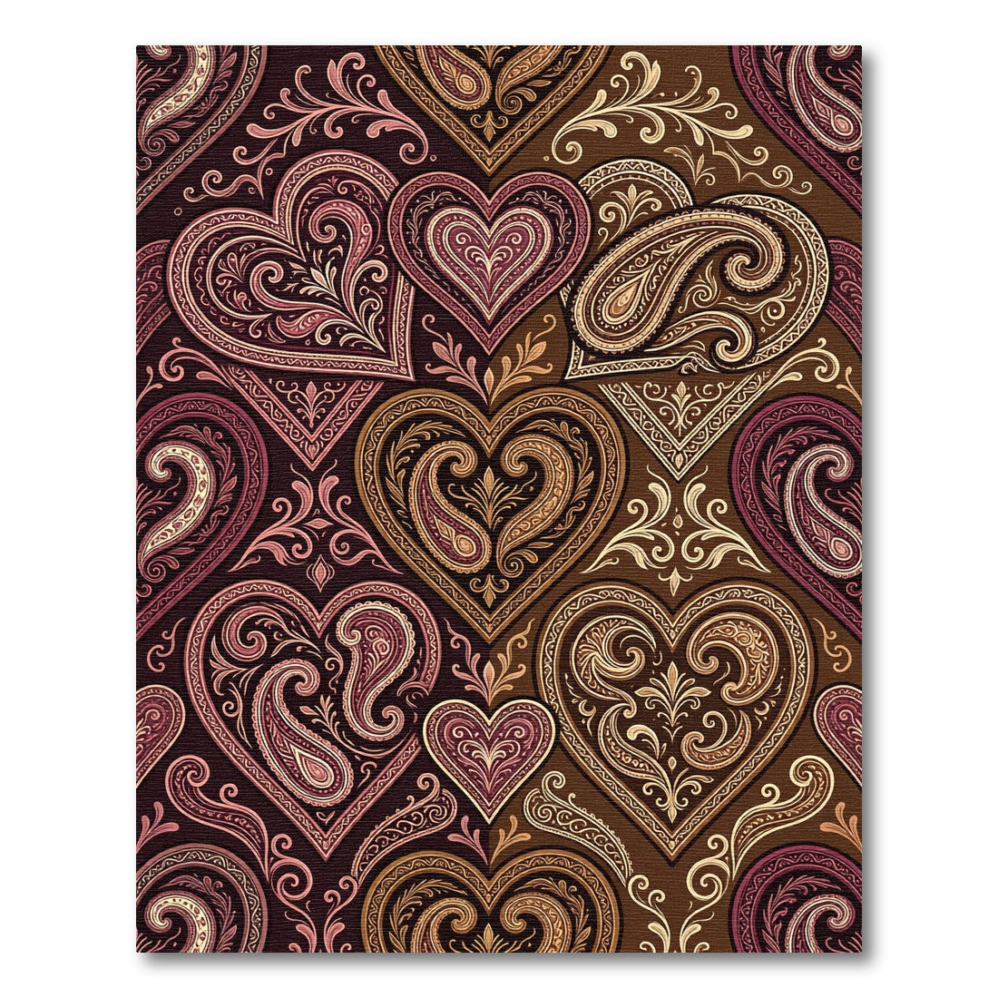 Rich Chocolate Crimson Heart Paisley Rug