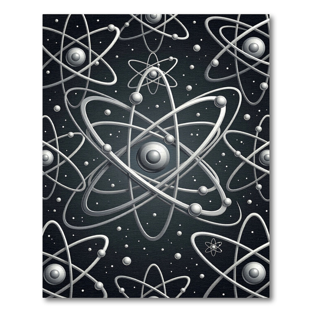 Monochrome Atomic Orbit Pattern Rug