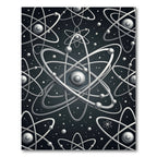 Monochrome Atomic Orbit Pattern Rug