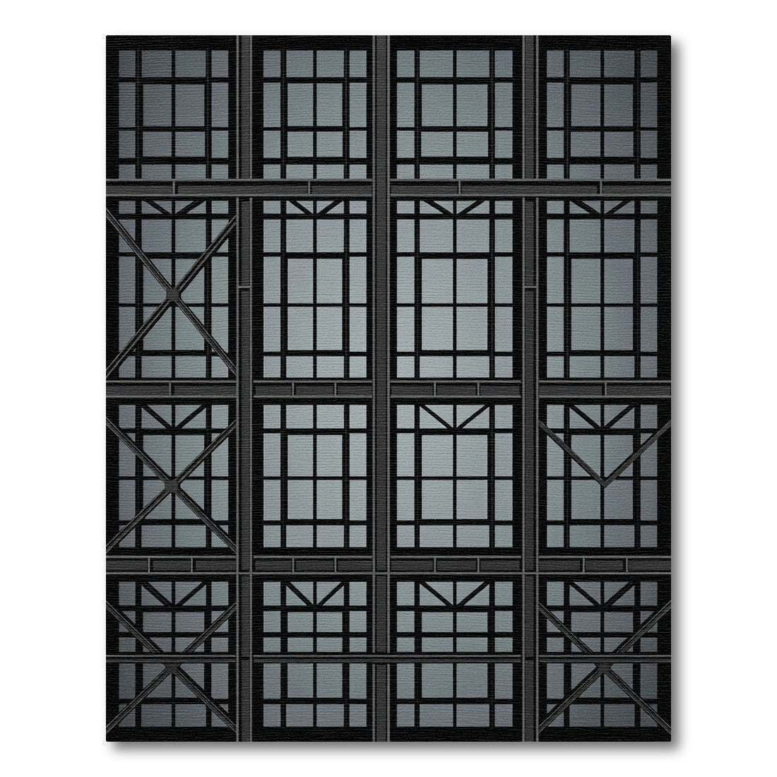 Modern Dark Gray Geometric Lattice Rug