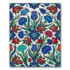 Crimson Pomegranate Blue Floral Composition Rug