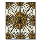 Golden Radiant Starburst Geometric Art Rug