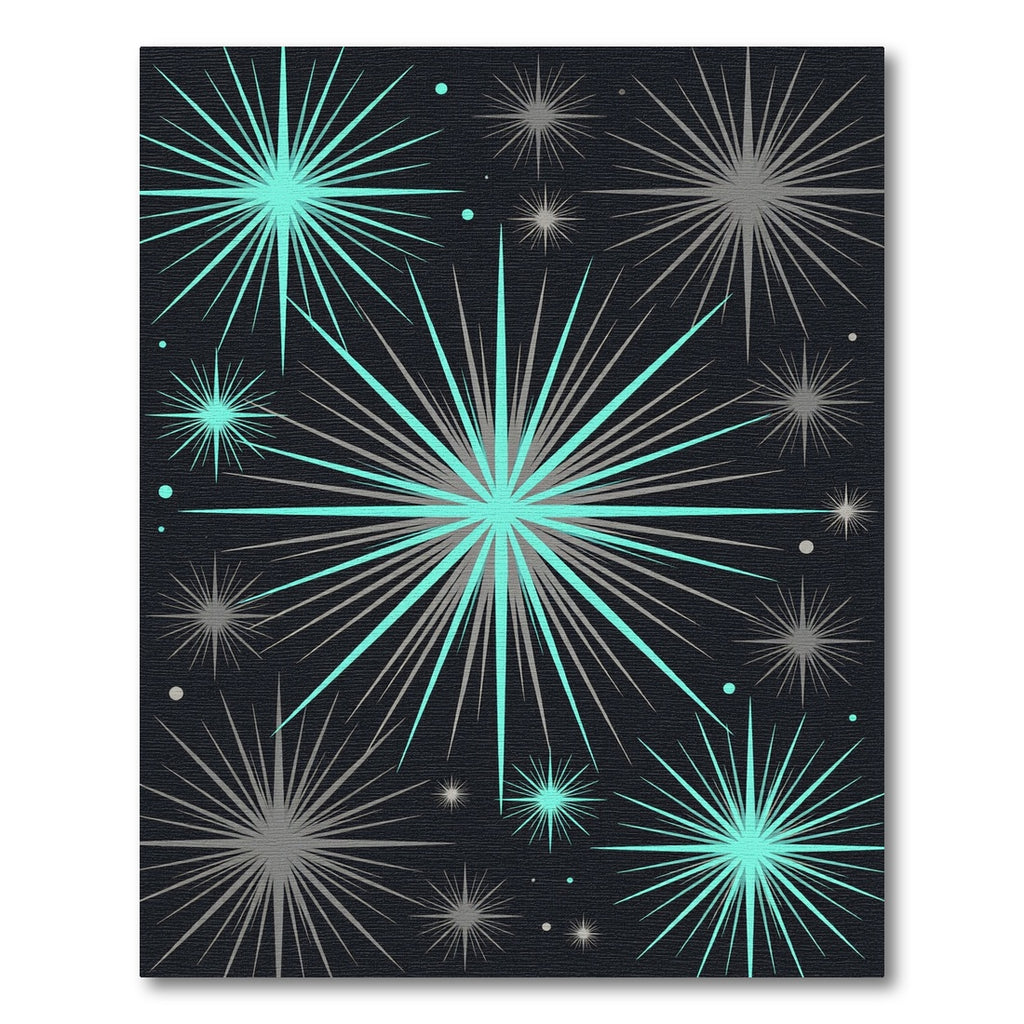 Modern Teal and Gray Starburst Rug
