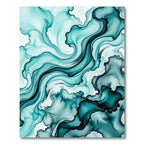 Modern Teal Fluid Abstract Wave Rug