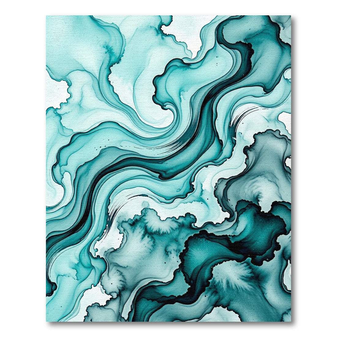 Modern Teal Fluid Abstract Wave Rug