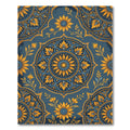 Midnight Blue Golden Sunflower Mandala Rug