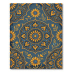 Midnight Blue Golden Sunflower Mandala Rug
