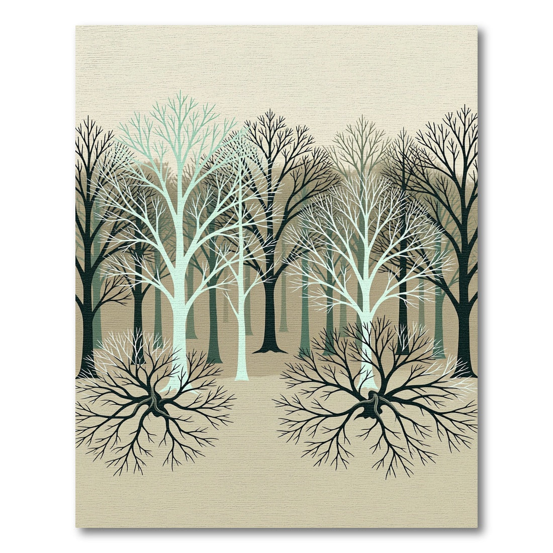 Ethereal Winter Forest Silhouette Art Rug