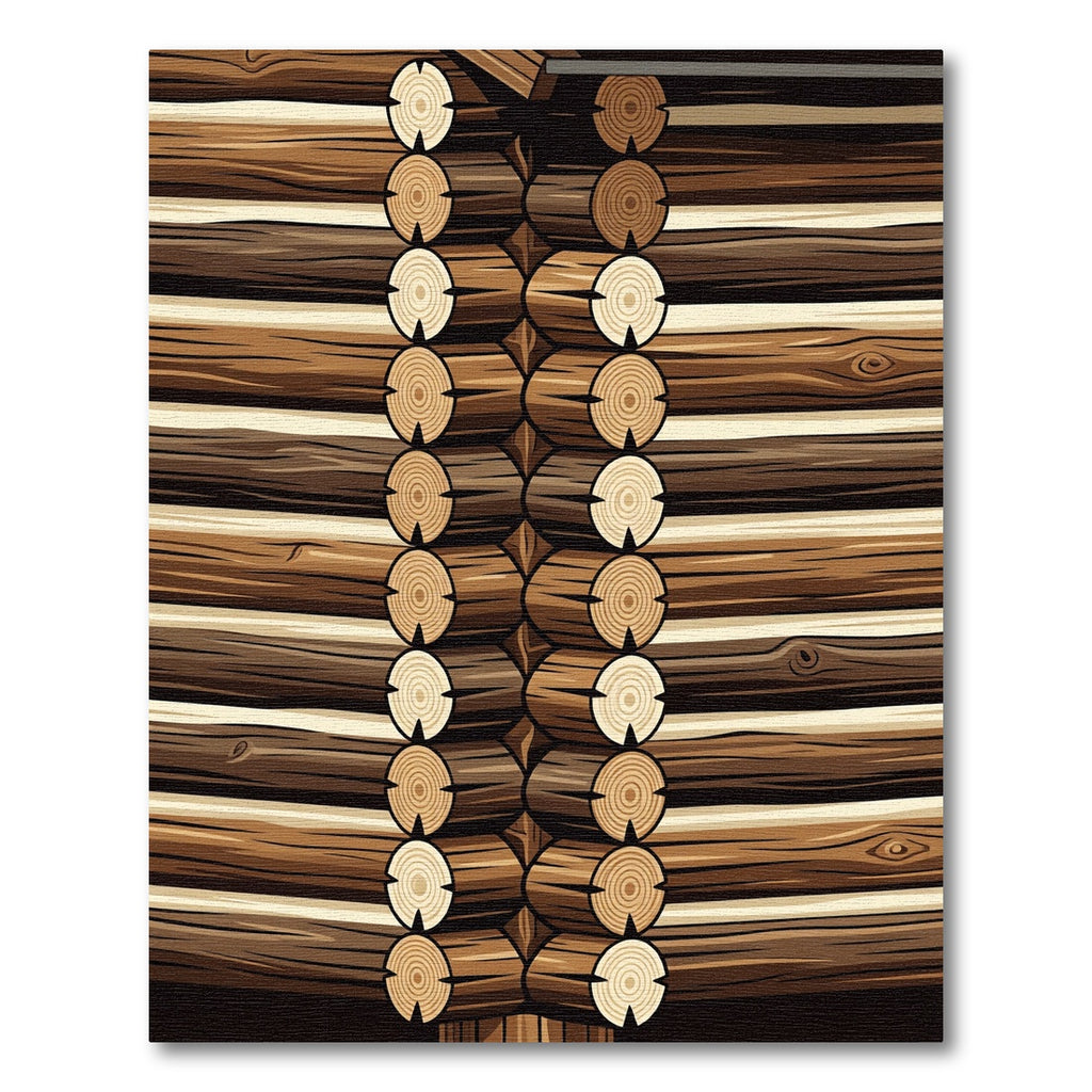 Rustic Brown Log Cabin Stacking Wood Rug