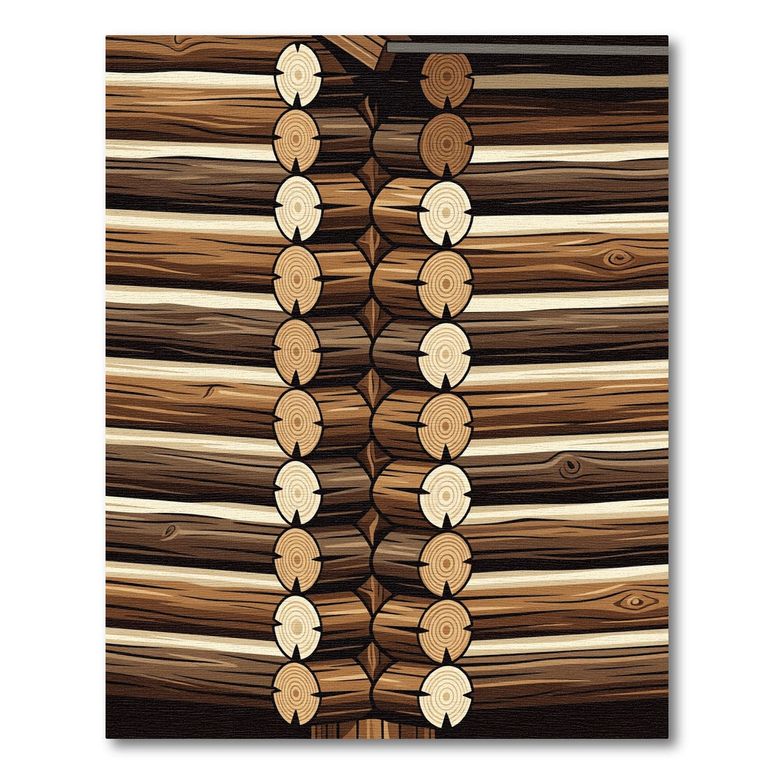 Rustic Brown Log Cabin Stacking Wood Rug