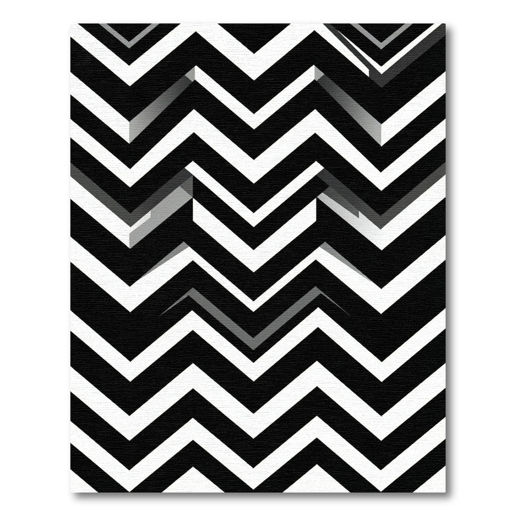 Bold Black White Zigzag Geometry Rug