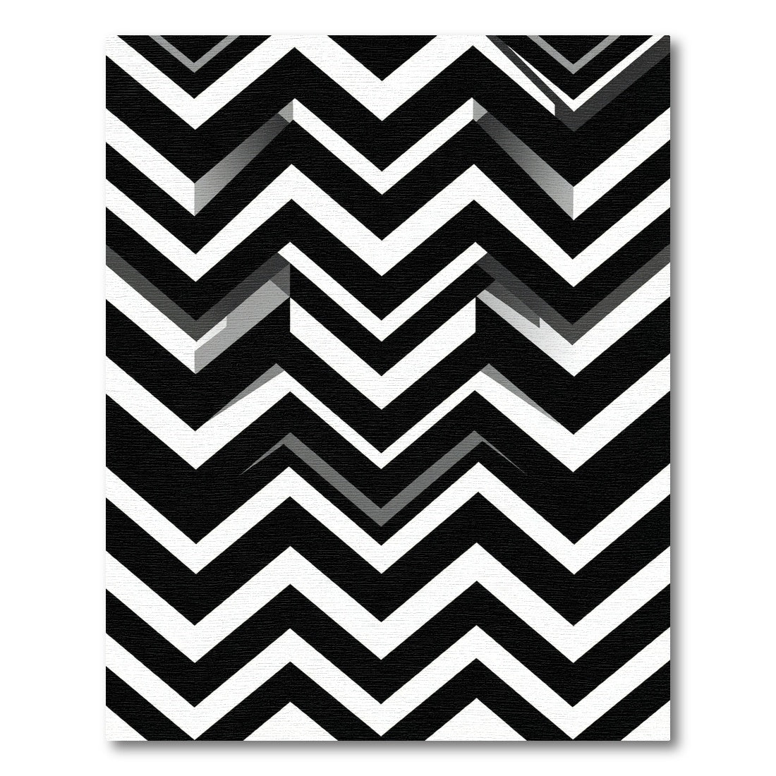 Bold Black White Zigzag Geometry Rug