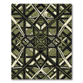 Olive Geometric Modern Architectural Grid Rug