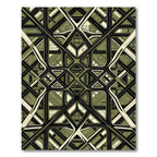 Olive Geometric Modern Architectural Grid Rug