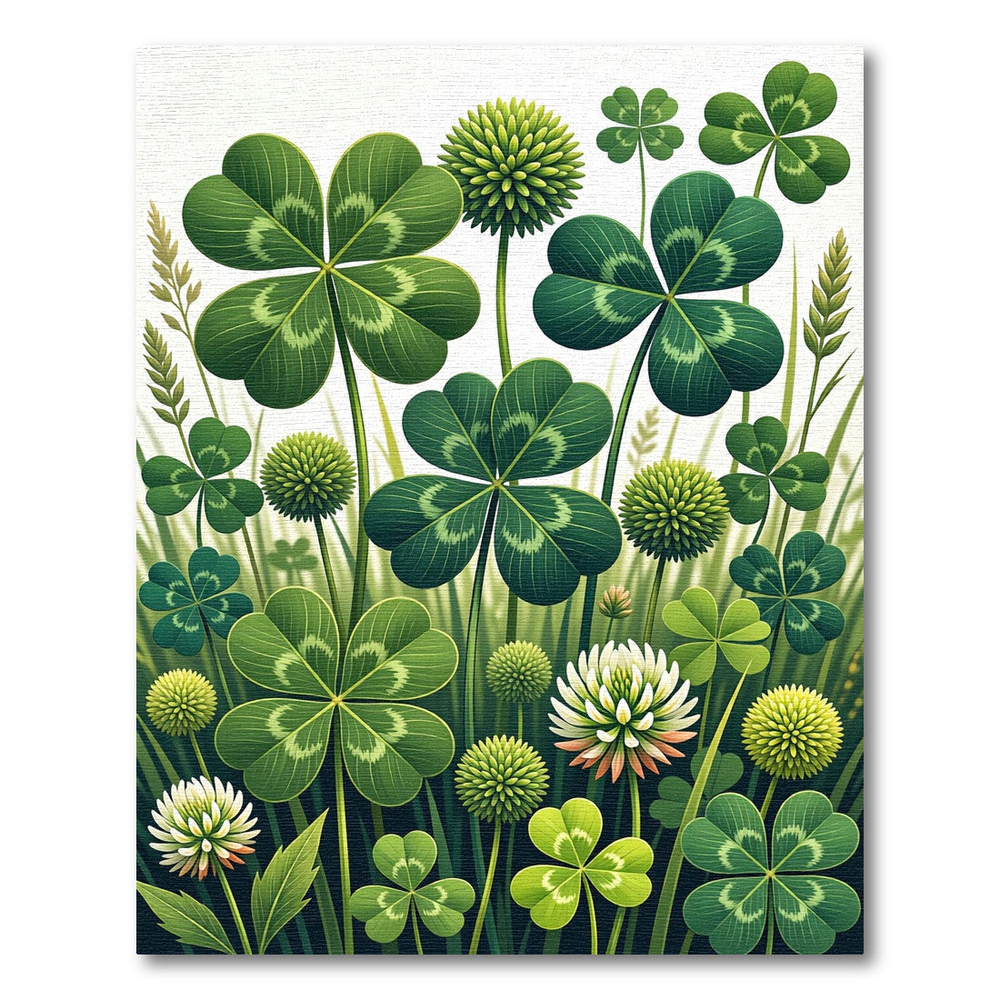 Lucky Green Clover Meadow Garden Rug