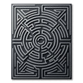 Silver Abstract Maze Geometric Rug