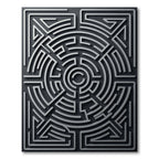 Silver Abstract Maze Geometric Rug