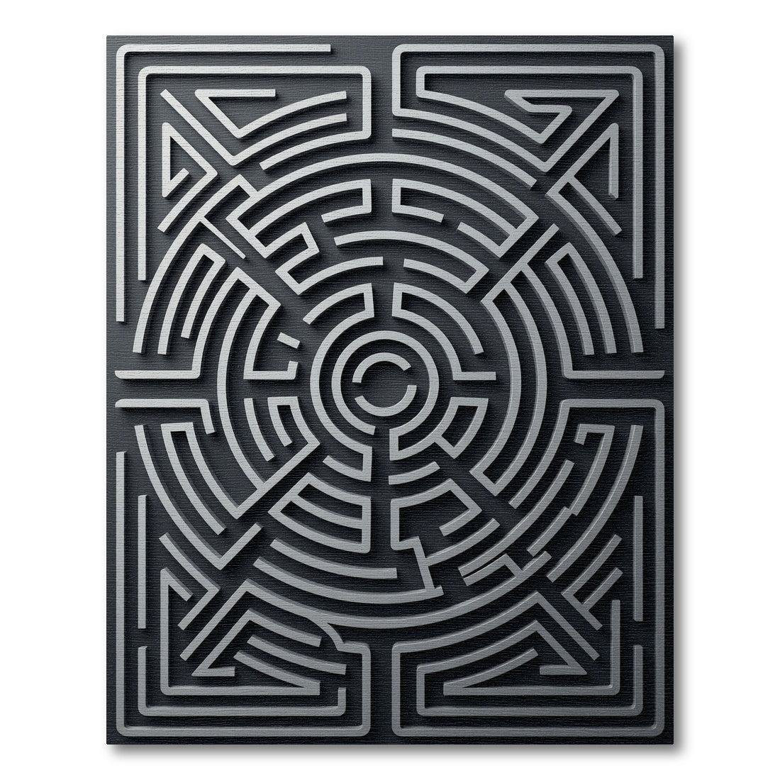 Silver Abstract Maze Geometric Rug