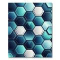 Modern Teal Blue Geometric Hexagon Rug