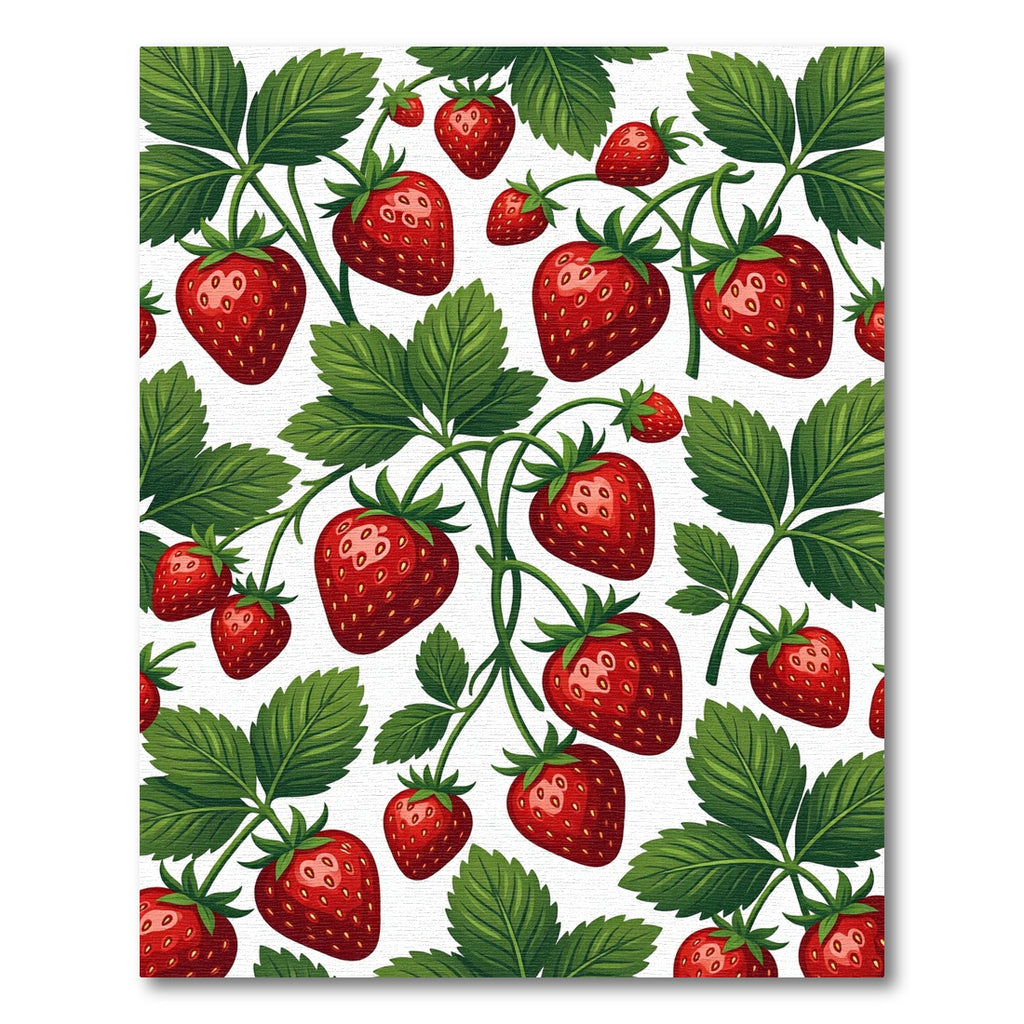 Vibrant Strawberry Vine Botanical Illustration Rug