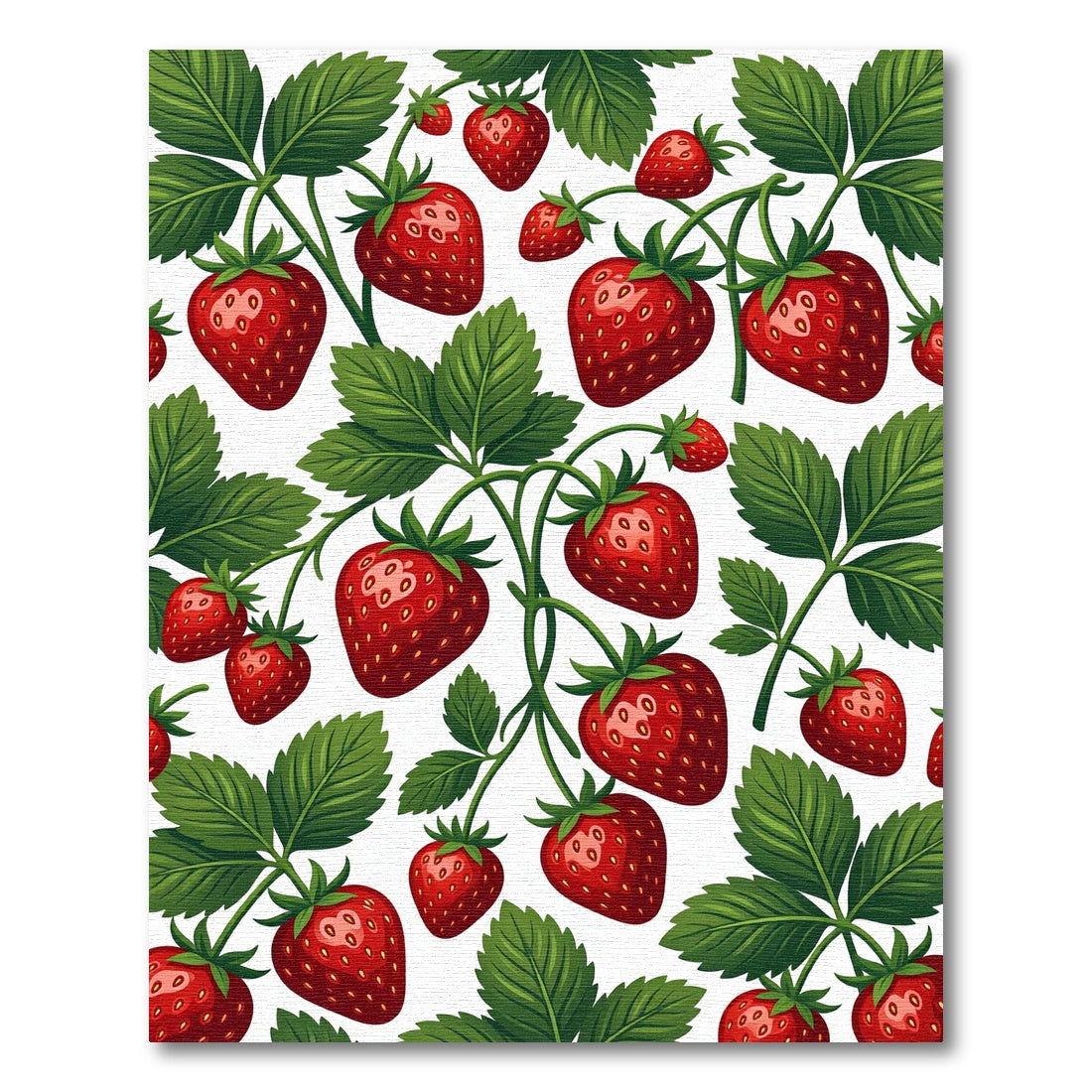 Vibrant Strawberry Vine Botanical Illustration Rug
