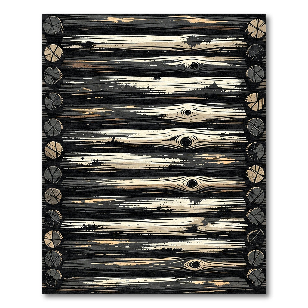 Rustic Log Cabin Wood Plank Rug