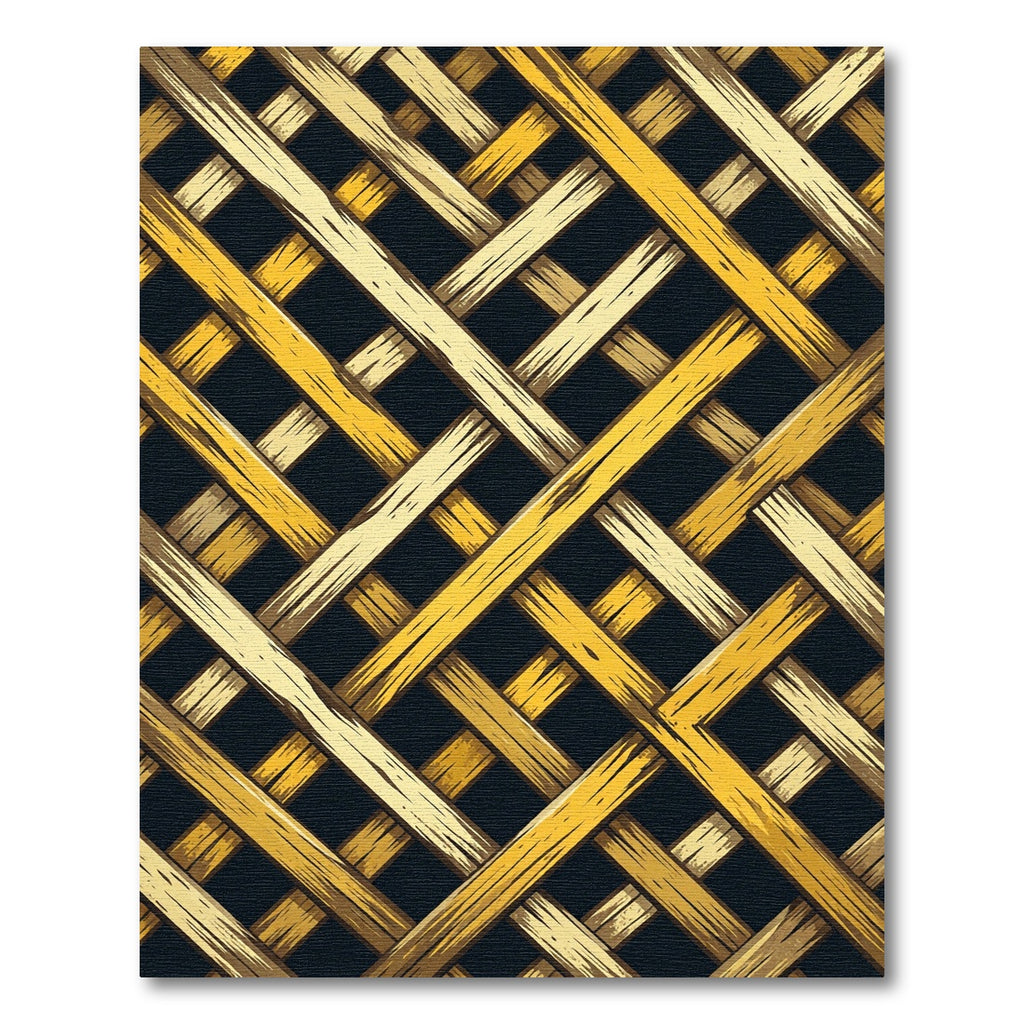 Golden Lattice Interwoven Geometric Grid Rug