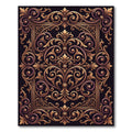 Ornate Golden Baroque Scroll Crest Rug
