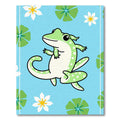 Playful Green Frog Lily Pad Garden Rug