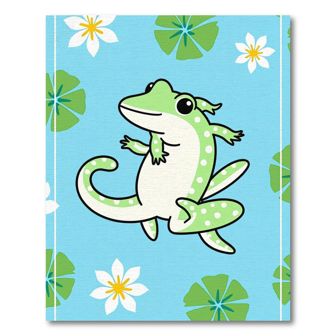 Playful Green Frog Lily Pad Garden Rug
