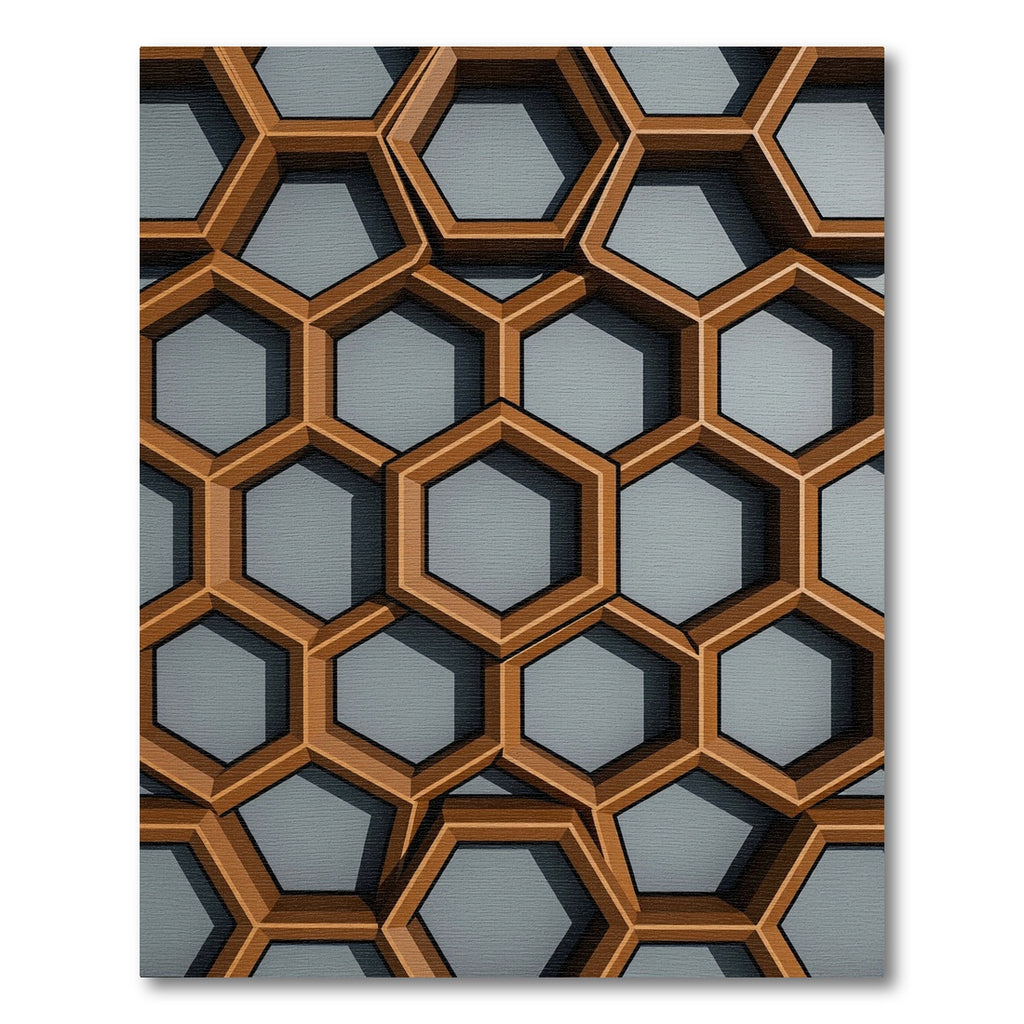 Copper and Gray Geometric Honeycomb Rug
