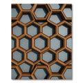 Copper and Gray Geometric Honeycomb Rug