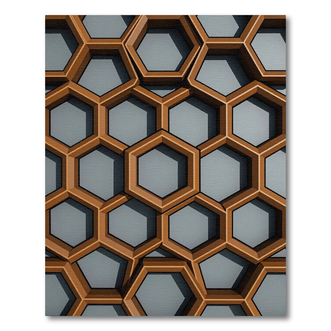 Copper and Gray Geometric Honeycomb Rug