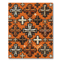 Earthy Orange Geometric Cross Rug