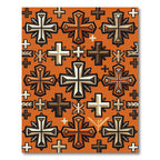 Earthy Orange Geometric Cross Rug