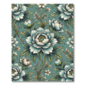 Ethereal Blue Peony Botanical Illustration Rug