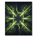 Neon Cybernetic Circuit Grid Abstract Area Rug