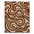 Abstract Earthy Brown Serpentine Swirl Rug