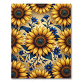 Radiant Sunflower and Blue Blossom Medallion Rug