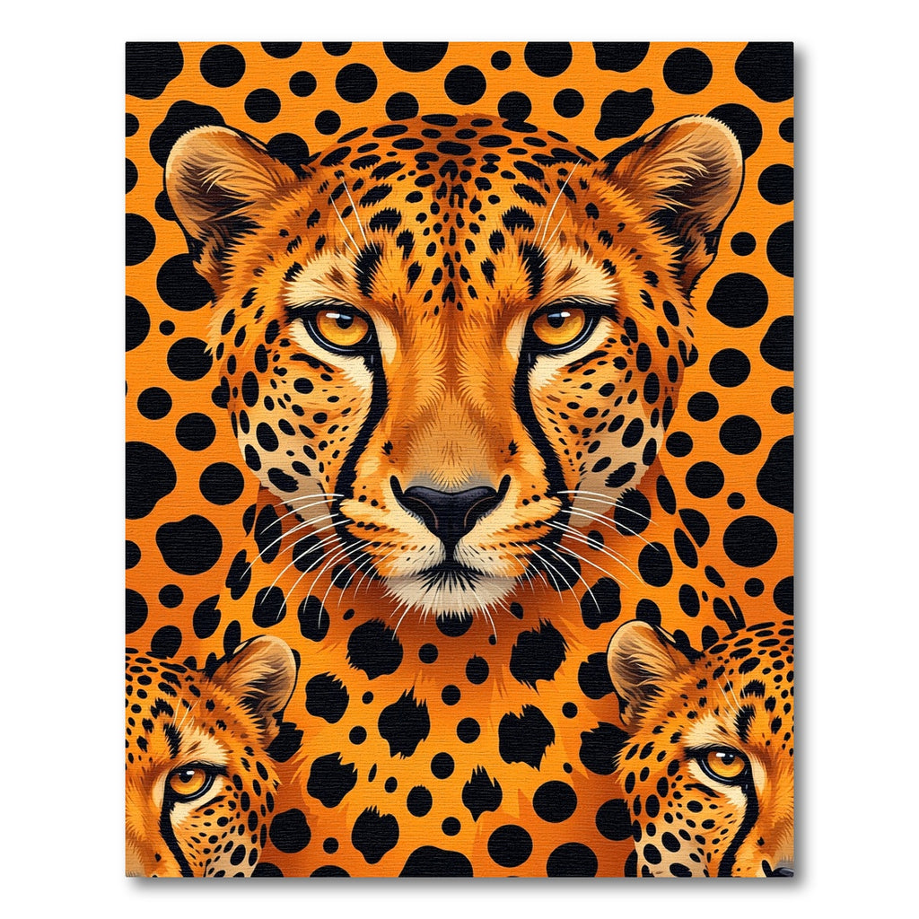 Vibrant Orange Spotted Leopard Portrait Rug
