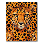 Vibrant Orange Spotted Leopard Portrait Rug