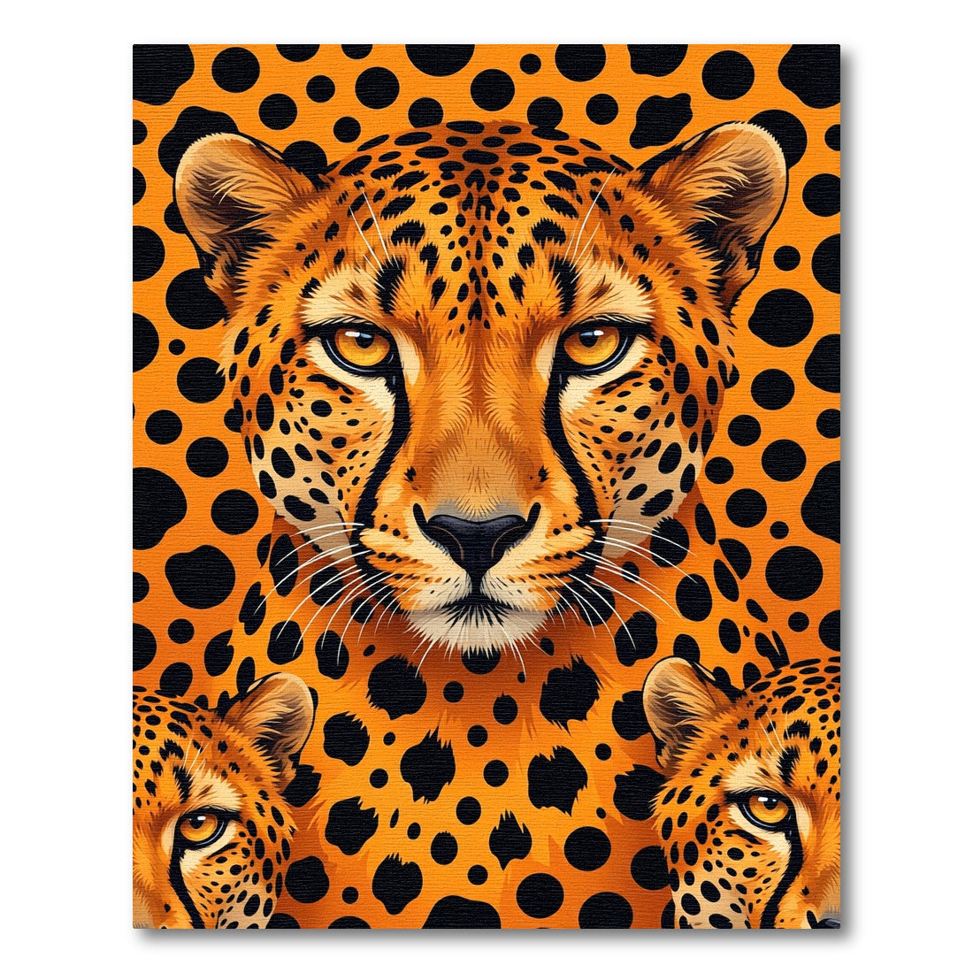 Vibrant Orange Spotted Leopard Portrait Rug