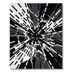 Monochrome Abstract Geometric Shattered Glass Burst Rug