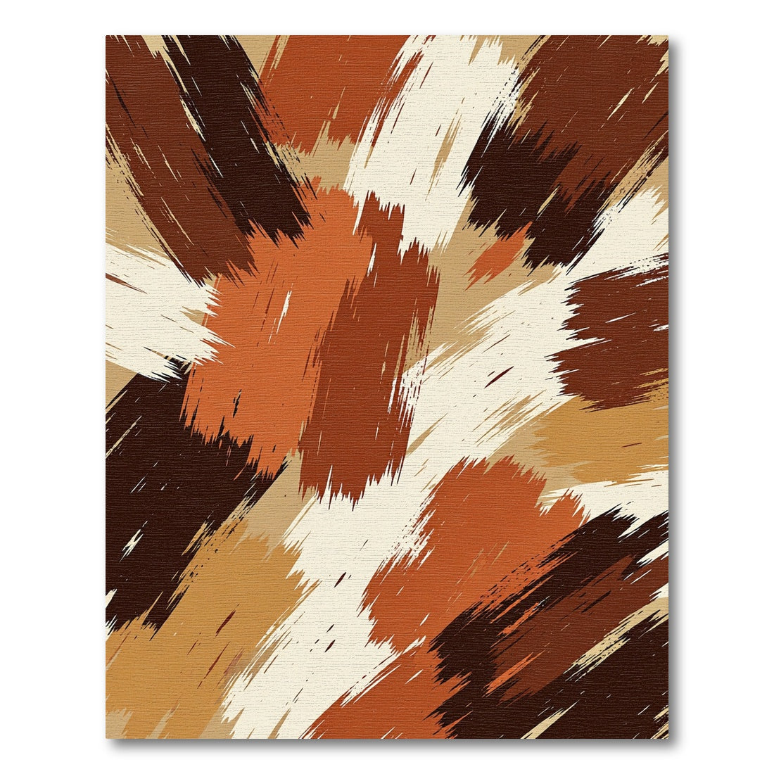 Earthy Abstract Brushstroke Ochre Brown Rug