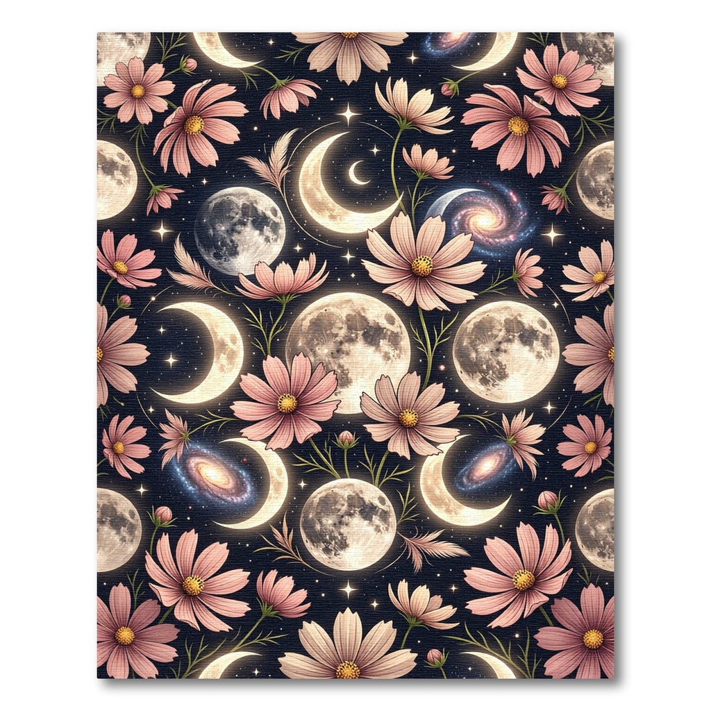 Celestial Pink Cosmos Moon Night Sky Rug