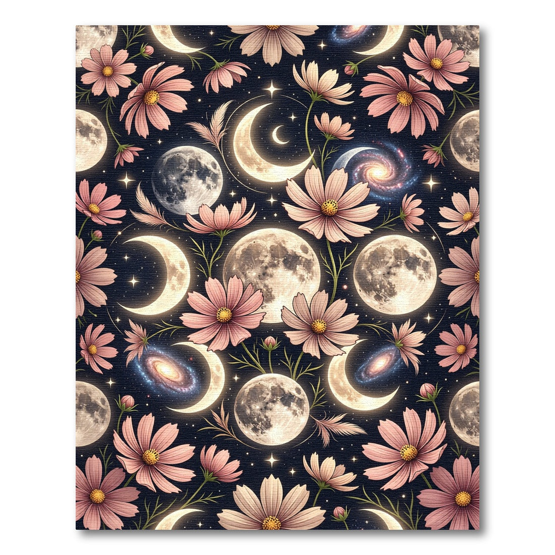 Celestial Pink Cosmos Moon Night Sky Rug