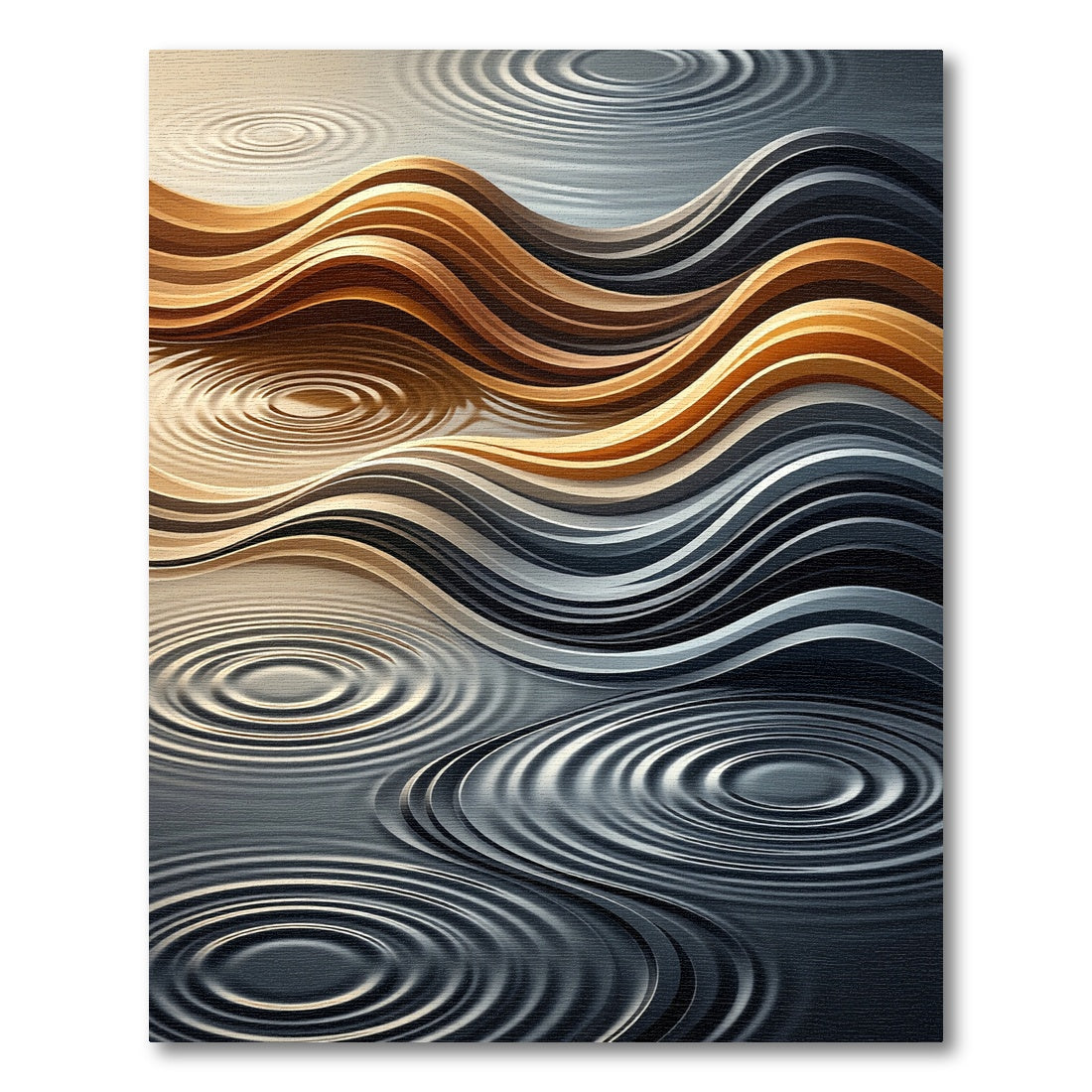 Earthy Golden Ripple Abstract Wave Rug