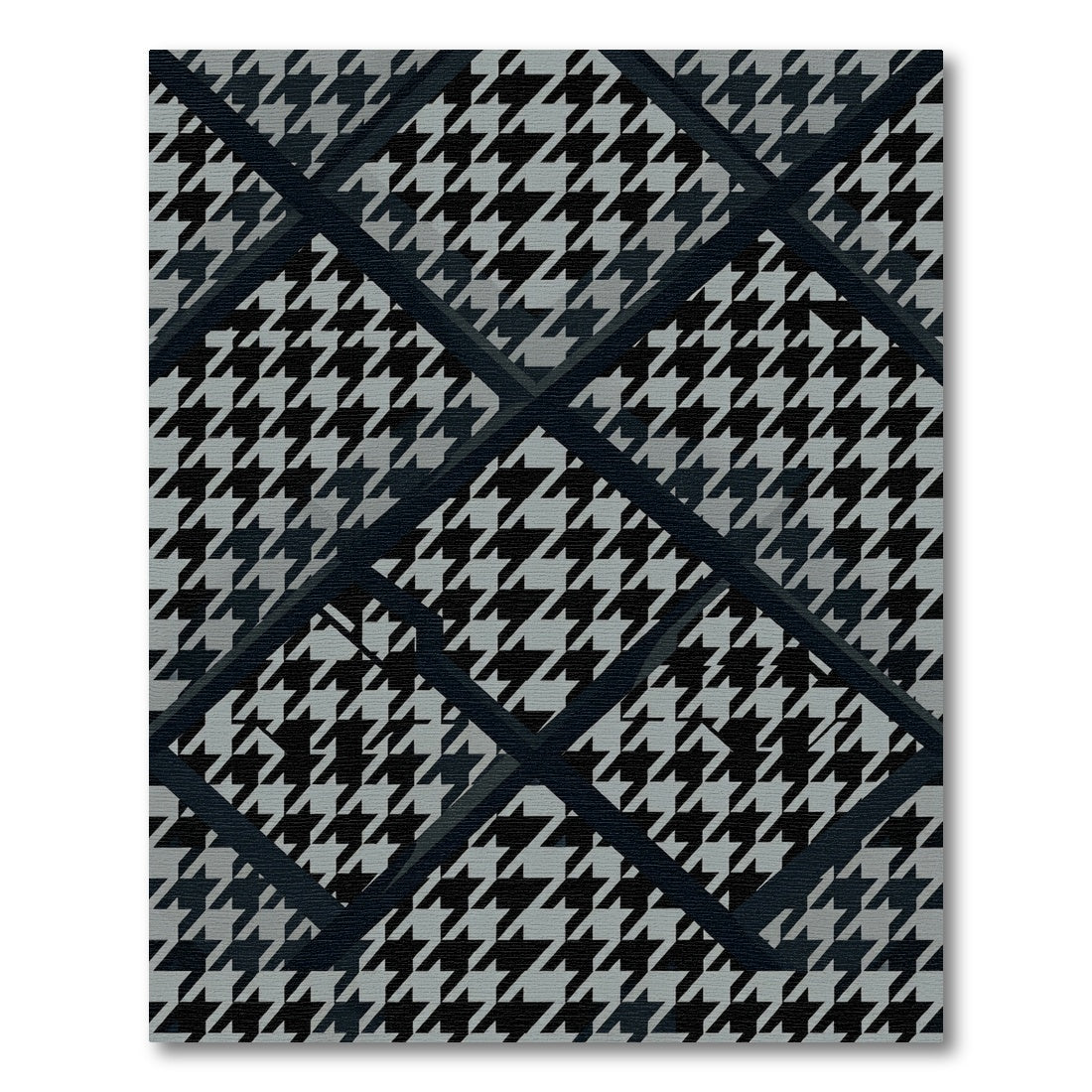 Monochromatic Houndstooth Geometric Overlay Rug