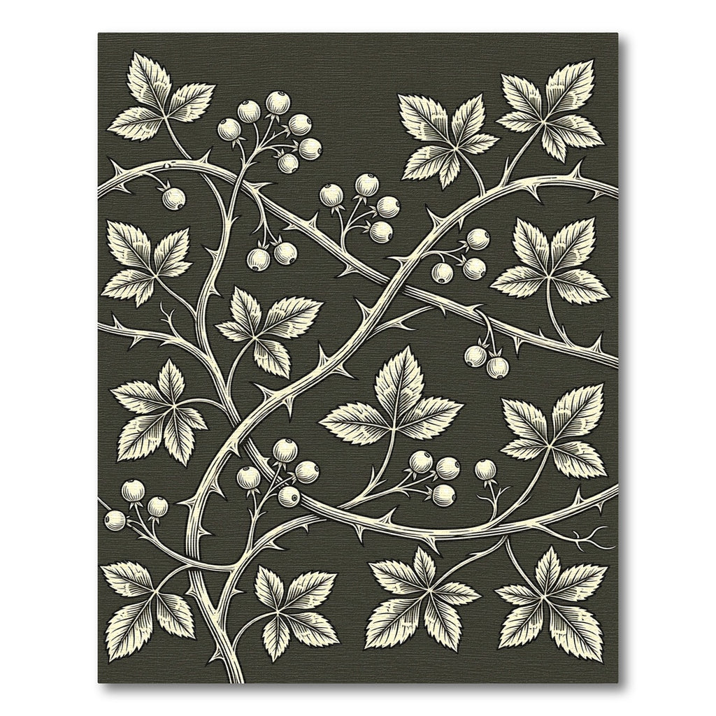 Black and Cream Bramble Botanical Rug